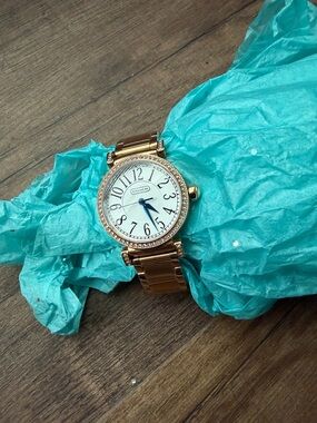 Coach Rose Gold-Tone Bracelet Watch with White Dial